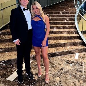 Royal blue bodycon mini dress